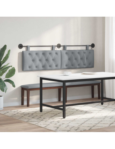 Testiera sospesa Con luce LED Grigio Chiaro Tessuto