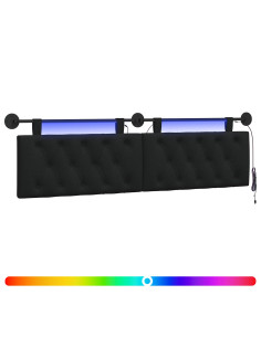 Testiera sospesa Con luce LED Nero Tessuto 2