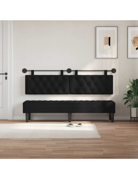 Testiera sospesa Con luce LED Nero Tessuto