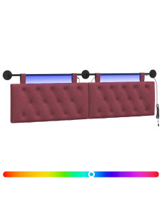 Testiera sospesa Con luce LED Rosso Vino Tessuto 2