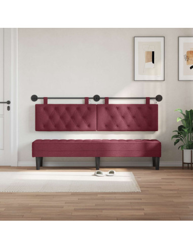 Testiera sospesa Con luce LED Rosso Vino Tessuto