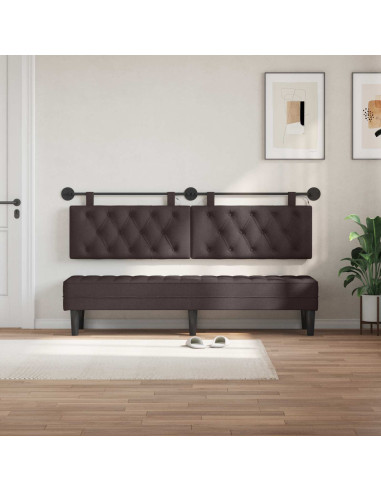 Testiera sospesa Con luce LED Marrone Scuro Tessuto