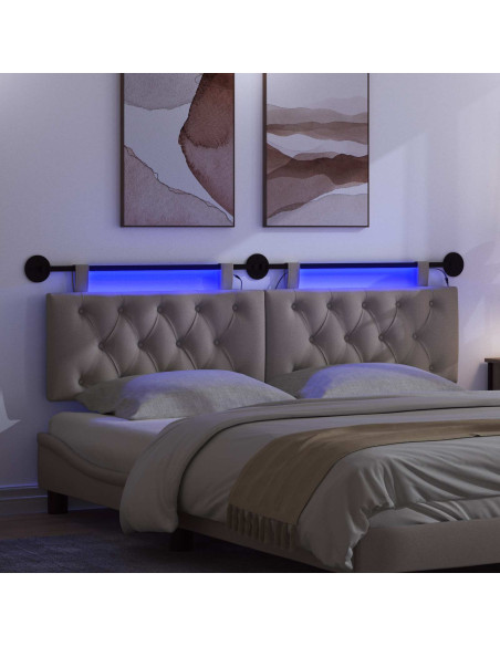 Testiera sospesa Con luce LED Tortora Tessuto