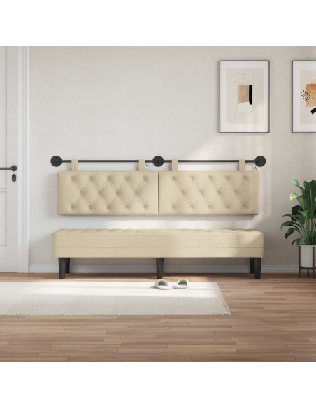 Testiera sospesa Con luce LED Crema Tessuto