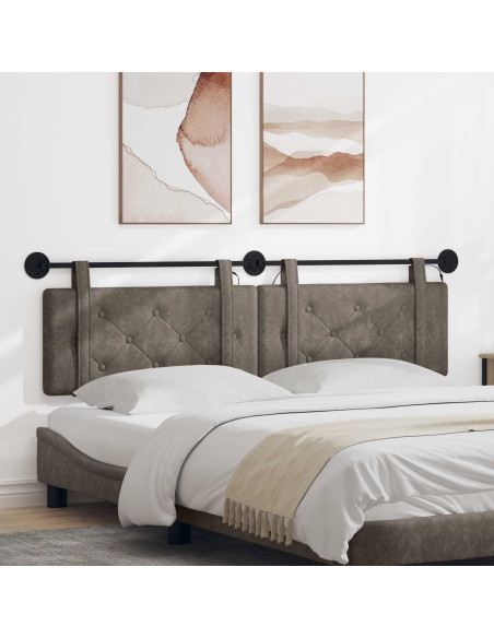 Testiera sospesa Con luce LED Grigio PU Antico