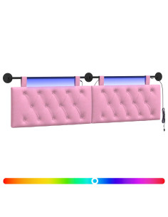 Testiera sospesa Con luce LED Rosa Tessuto 2