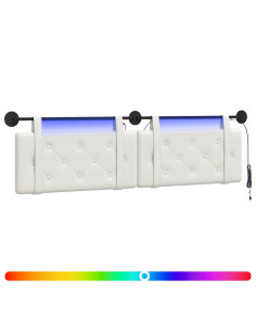 Testiera sospesa Con luce LED Bianco Similpelle 2