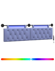 Testiera sospesa Con luce LED Blu jeans Tessuto 2