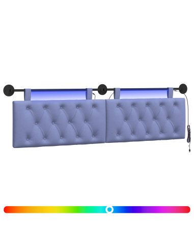 Testiera sospesa Con luce LED Blu jeans Tessuto