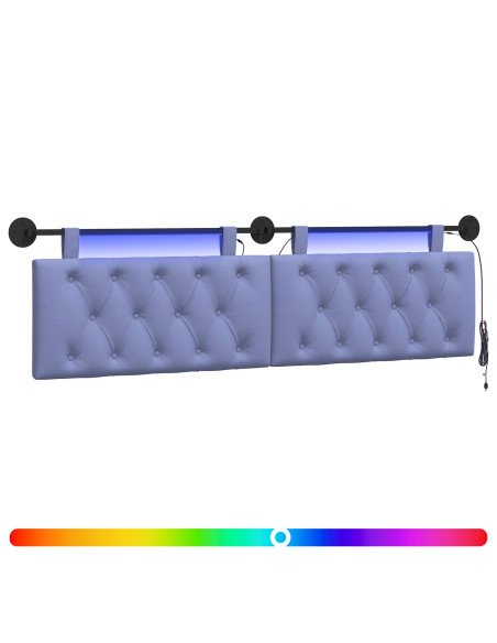 Testiera sospesa Con luce LED Blu jeans Tessuto