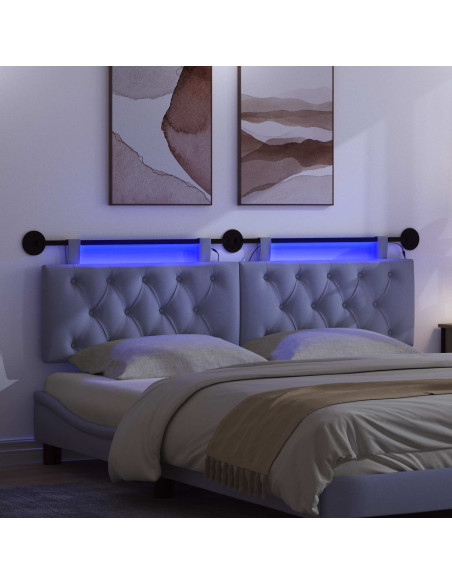 Testiera sospesa Con luce LED Blu jeans Tessuto