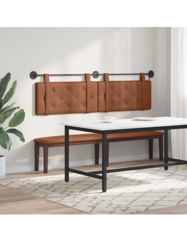 Testiera sospesa Con luce LED Marrone PU Antico