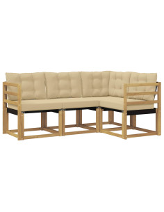 Set di divani da esterno con cuscino 4 pcs Bianco e Beige 2
