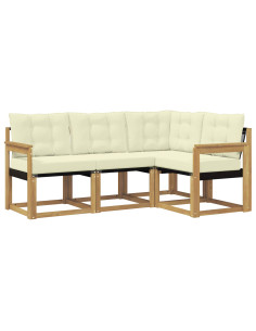 Set di divani da esterno con cuscino 4 pcs Bianco e Crema 2