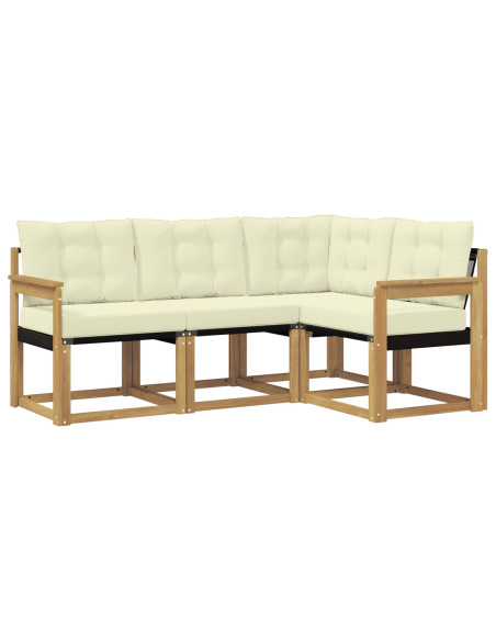 Set di divani da esterno con cuscino 4 pcs Bianco e Crema