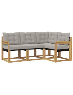 Set di divani da esterno 4 pcs Bianco e Grigio Chiaro 2
