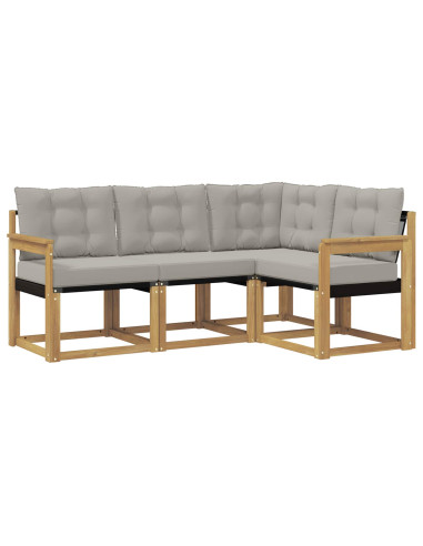 Set di divani da esterno 4 pcs Bianco e Grigio Chiaro