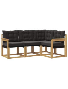 Set di divani da esterno con cuscino 4 pcs Bianco e Nero 2