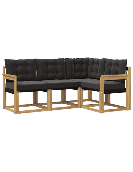 Set di divani da esterno con cuscino 4 pcs Bianco e Nero