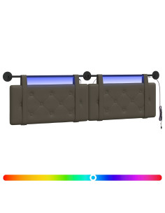 Testiera sospesa Con luce LED Grigio Similpelle 2