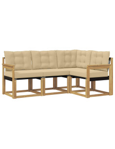 Set di divani da esterno con cuscino 4 pcs Bianco e Beige 2