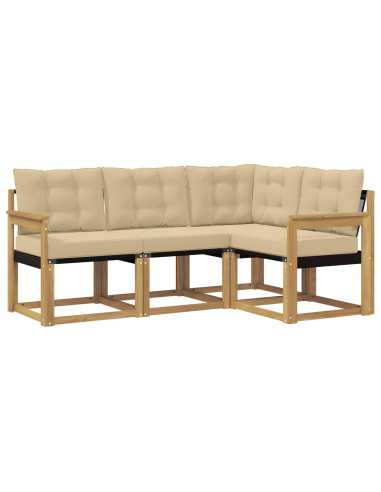 Set di divani da esterno con cuscino 4 pcs Bianco e Beige
