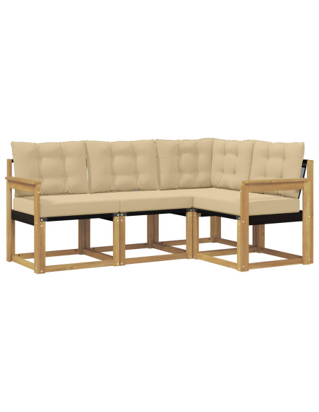 Set di divani da esterno con cuscino 4 pcs Bianco e Beige