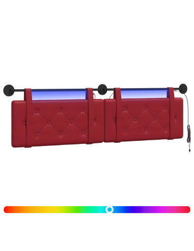 Testiera sospesa Con luce LED Rosso Vino Similpelle