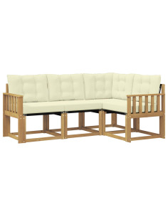 Set di divani da esterno con cuscino 4 pcs Bianco e Crema 2