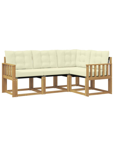 Set di divani da esterno con cuscino 4 pcs Bianco e Crema