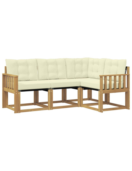 Set di divani da esterno con cuscino 4 pcs Bianco e Crema
