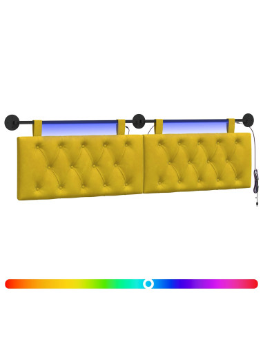 Testiera sospesa Con luce LED Giallo Velluto