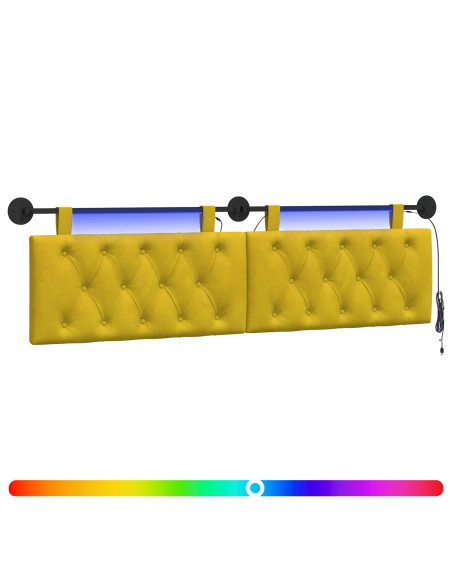 Testiera sospesa Con luce LED Giallo Velluto