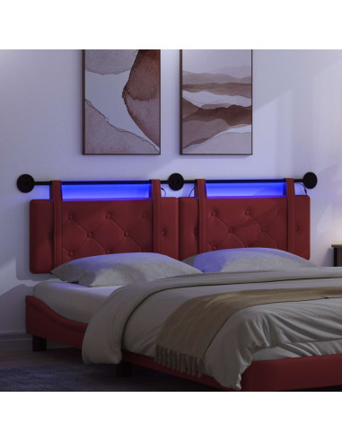 Testiera sospesa Con luce LED Rosso Vino Similpelle