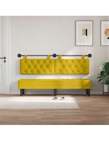 Testiera sospesa Con luce LED Giallo Velluto