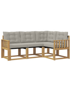 Set di divani da esterno 4 pcs Bianco e Grigio Chiaro 2