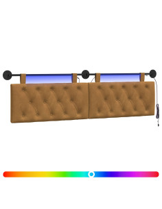 Testiera sospesa Con luce LED Marrone Velluto 2