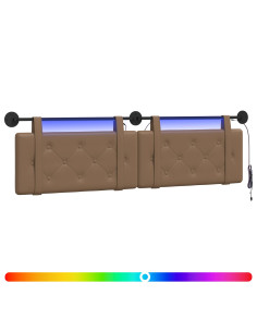 Testiera sospesa Con luce LED Cappuccino Similpelle 2