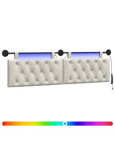 Testiera sospesa Con luce LED Crema Velluto