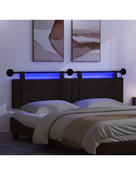 Testiera sospesa Con luce LED Nero Similpelle