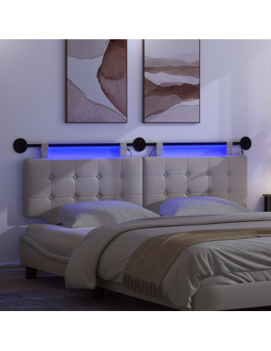 Testiera sospesa Con luce LED Grigio Nuvola Tessuto