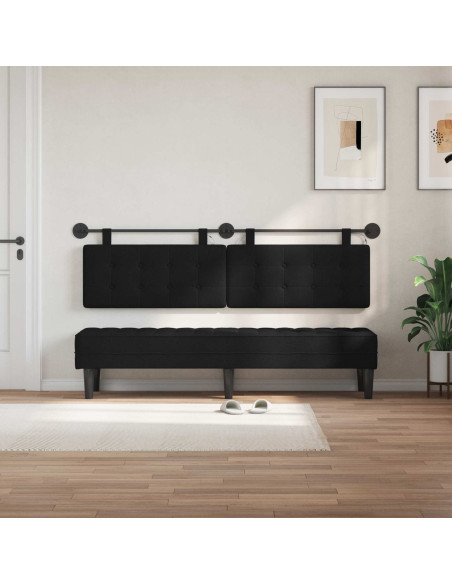 Testiera sospesa Con luce LED Nero Tessuto