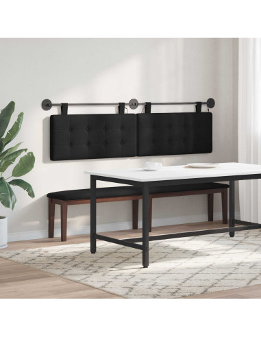 Testiera sospesa Con luce LED Nero Tessuto