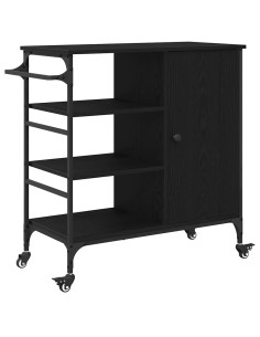 Carrello da Cucina Rovere Nero 87,5 x 39 x 84,5 cm 2