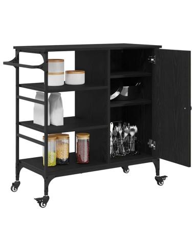 Carrello da Cucina Rovere Nero 87,5 x 39 x 84,5 cm