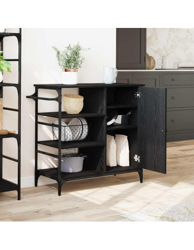 Carrello da Cucina Rovere Nero 87,5 x 39 x 84,5 cm
