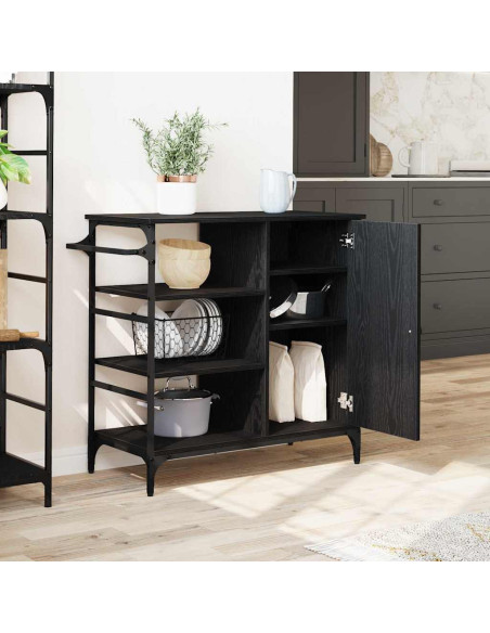 Carrello da Cucina Rovere Nero 87,5 x 39 x 84,5 cm