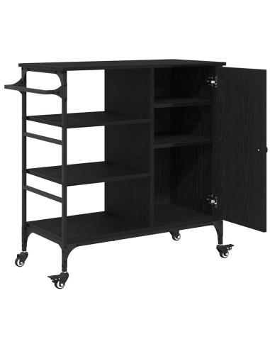 Carrello da Cucina Rovere Nero 87,5 x 39 x 84,5 cm