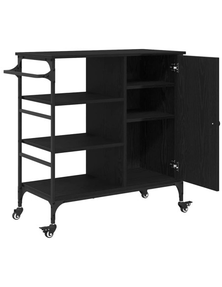 Carrello da Cucina Rovere Nero 87,5 x 39 x 84,5 cm