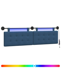Testiera sospesa Con luce LED Blu Tessuto 2
